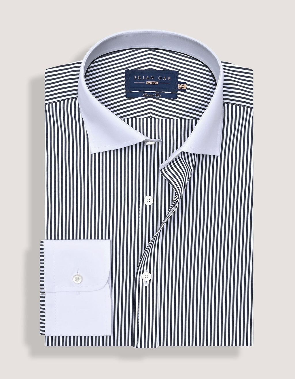 Monochrome Striped Shirt with White Collar