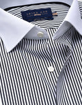 Monochrome Striped Shirt with White Collar