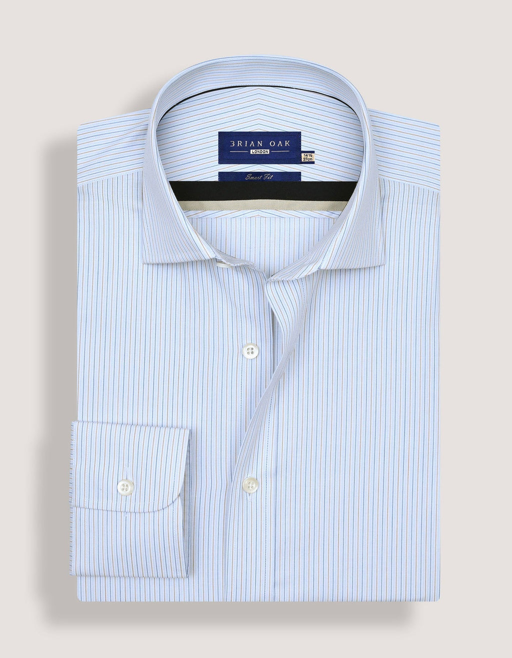 Striped Cotton Dress Shirt – Blue and Mustard