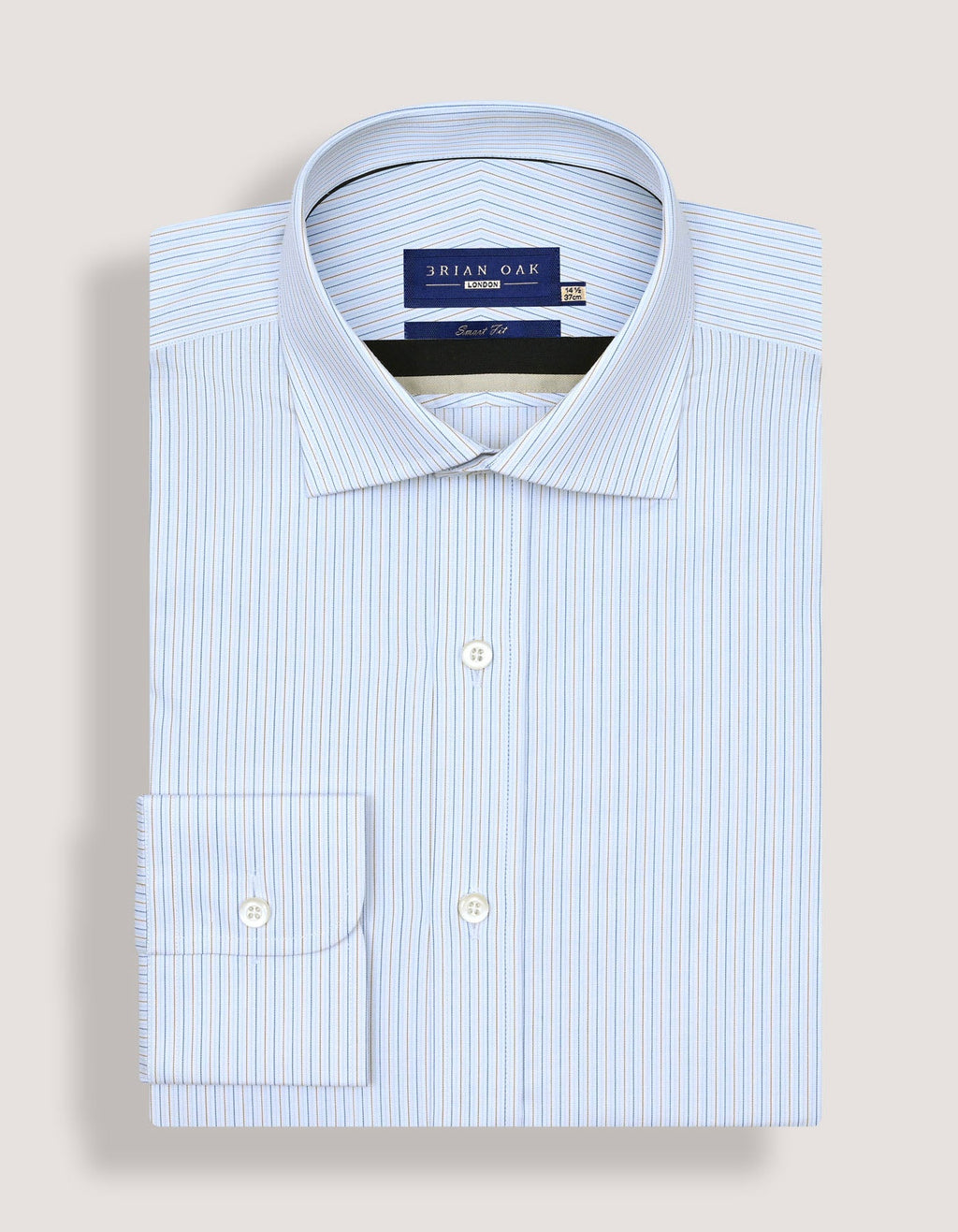 Striped Cotton Dress Shirt – Blue and Mustard