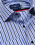 Sky Blue Striped Cotton Dress Shirt
