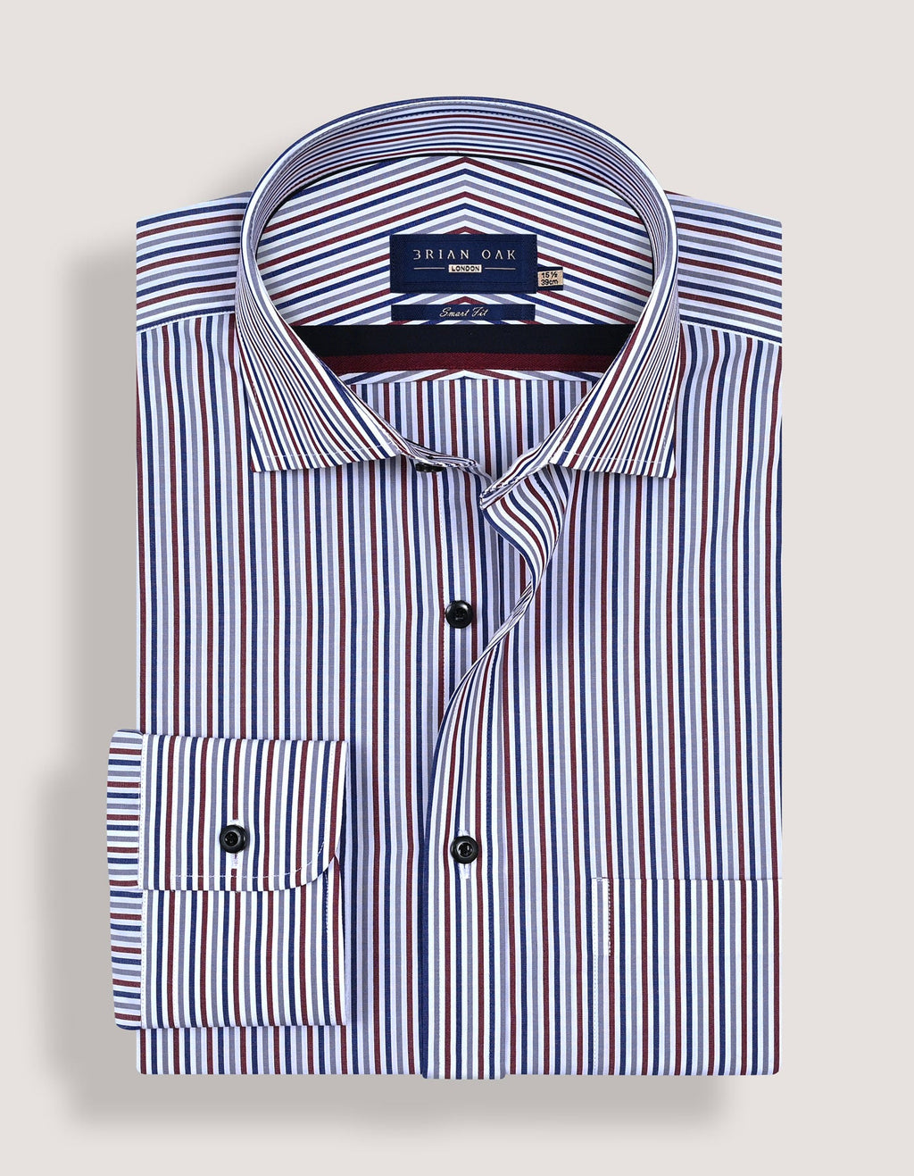 Maroon and White Striped Formal Shirt