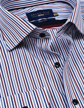 Maroon and White Striped Formal Shirt
