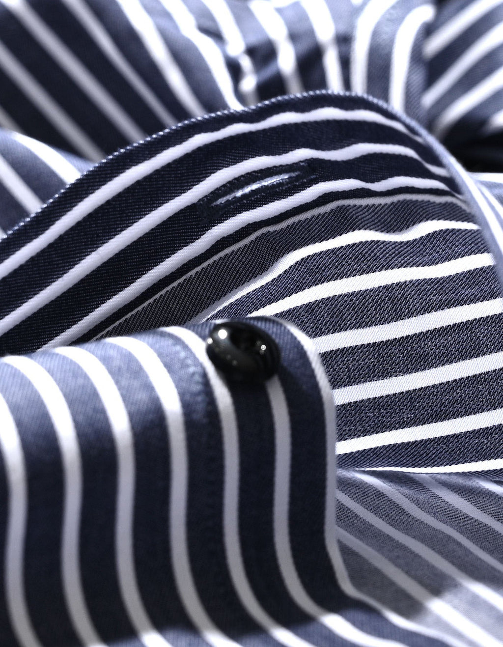 Navy Striped Cotton Dress Shirt