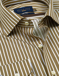 Beige Striped Cotton Dress Shirt