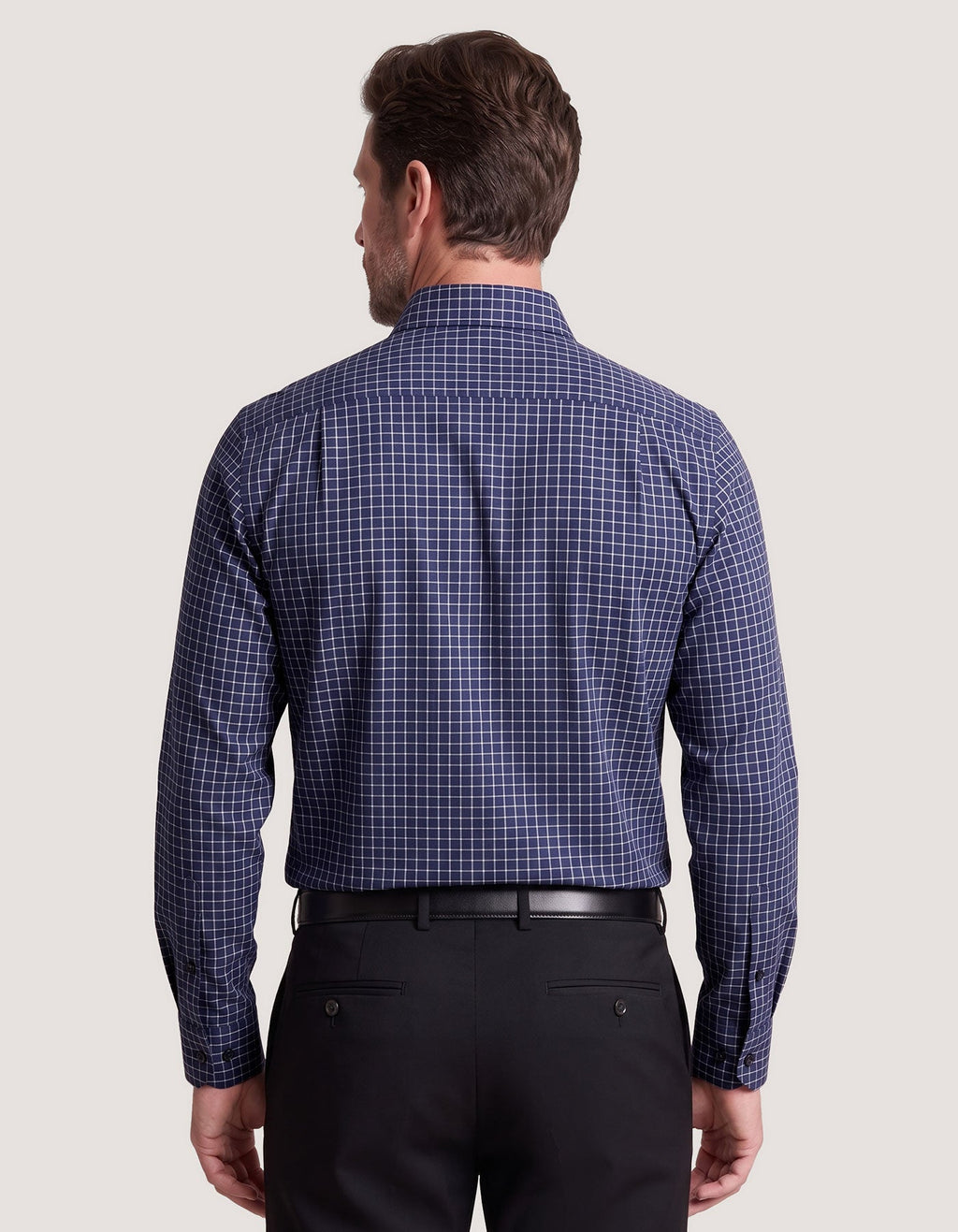 Smart Fit Navy Cotton Check Shirt