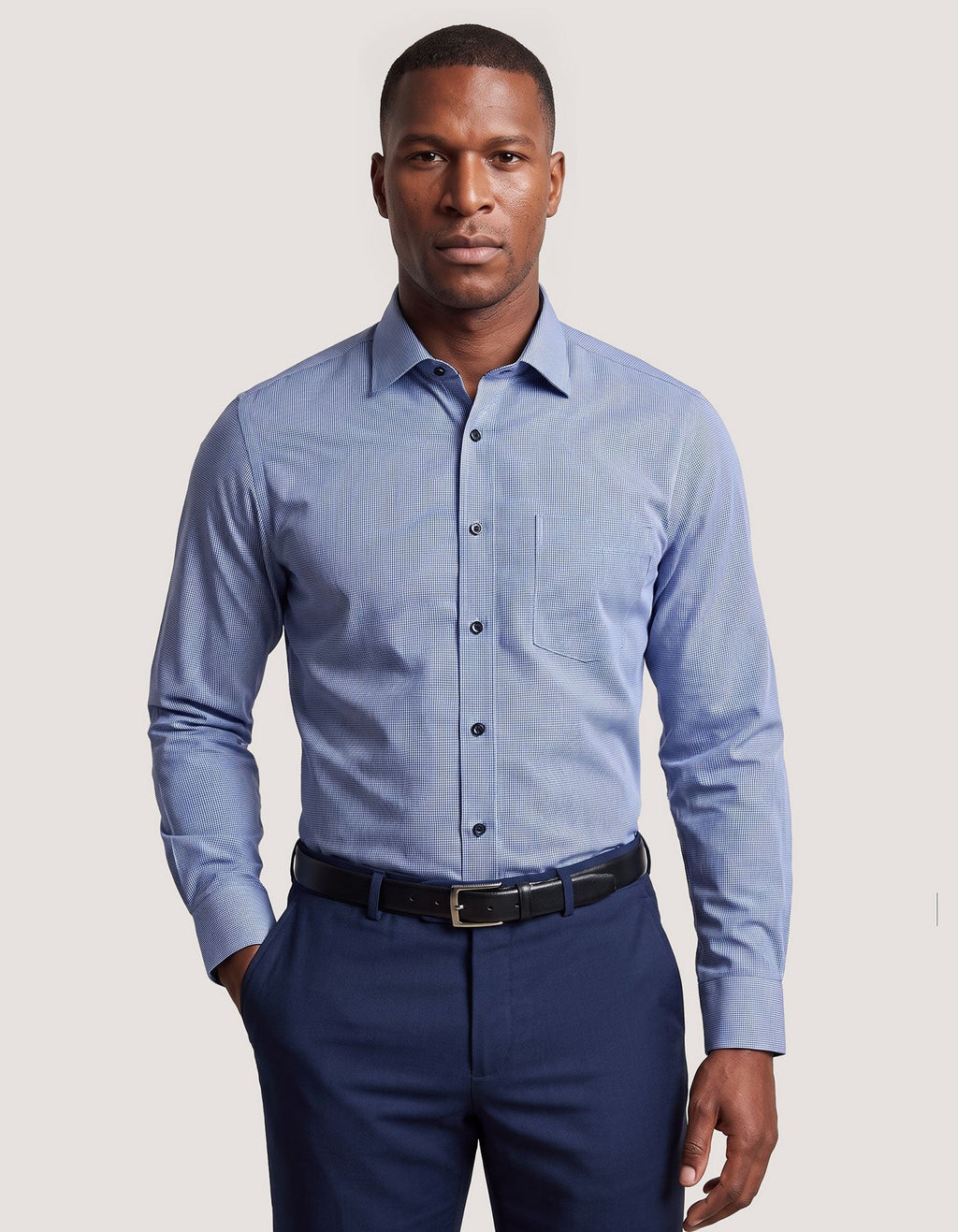 Royal Blue Check Pattern Shirt