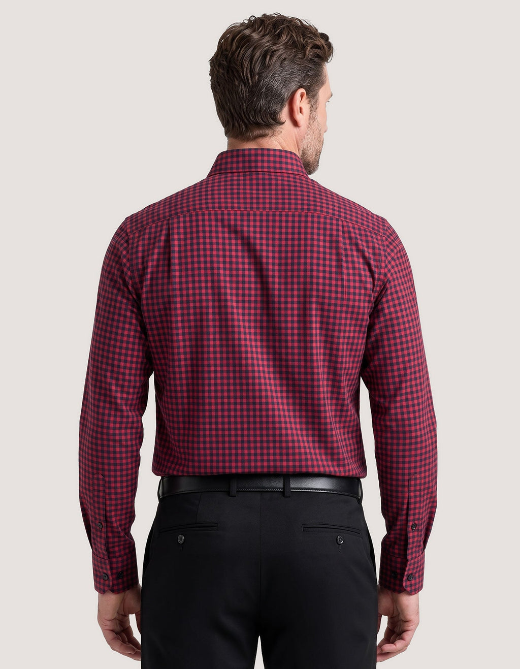 Easy Iron Maroon Gingham Check Shirt