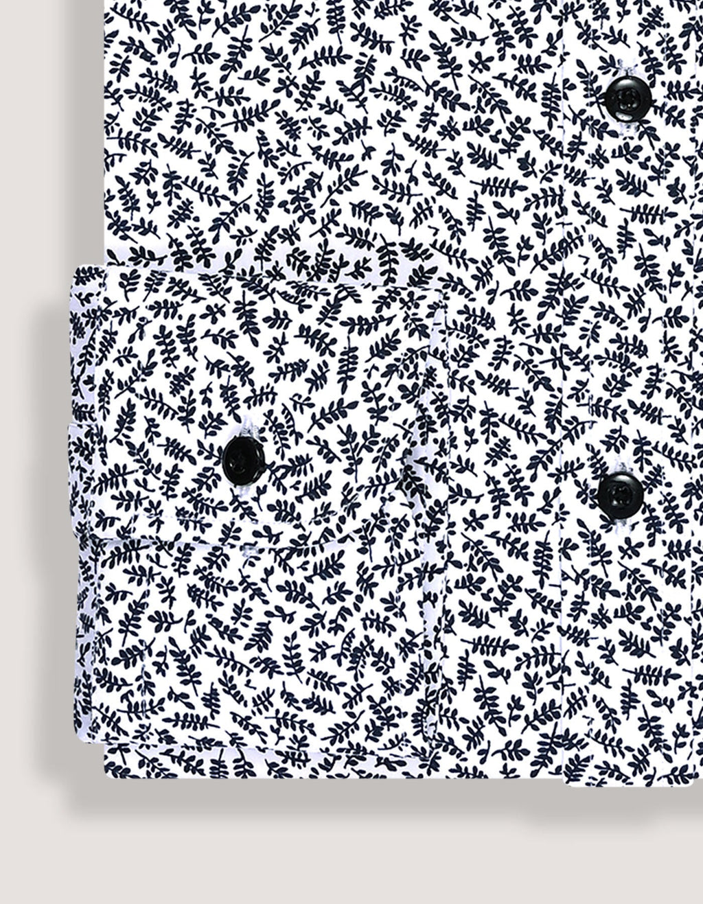White Formal Shirt with Monochrome Leaf Print