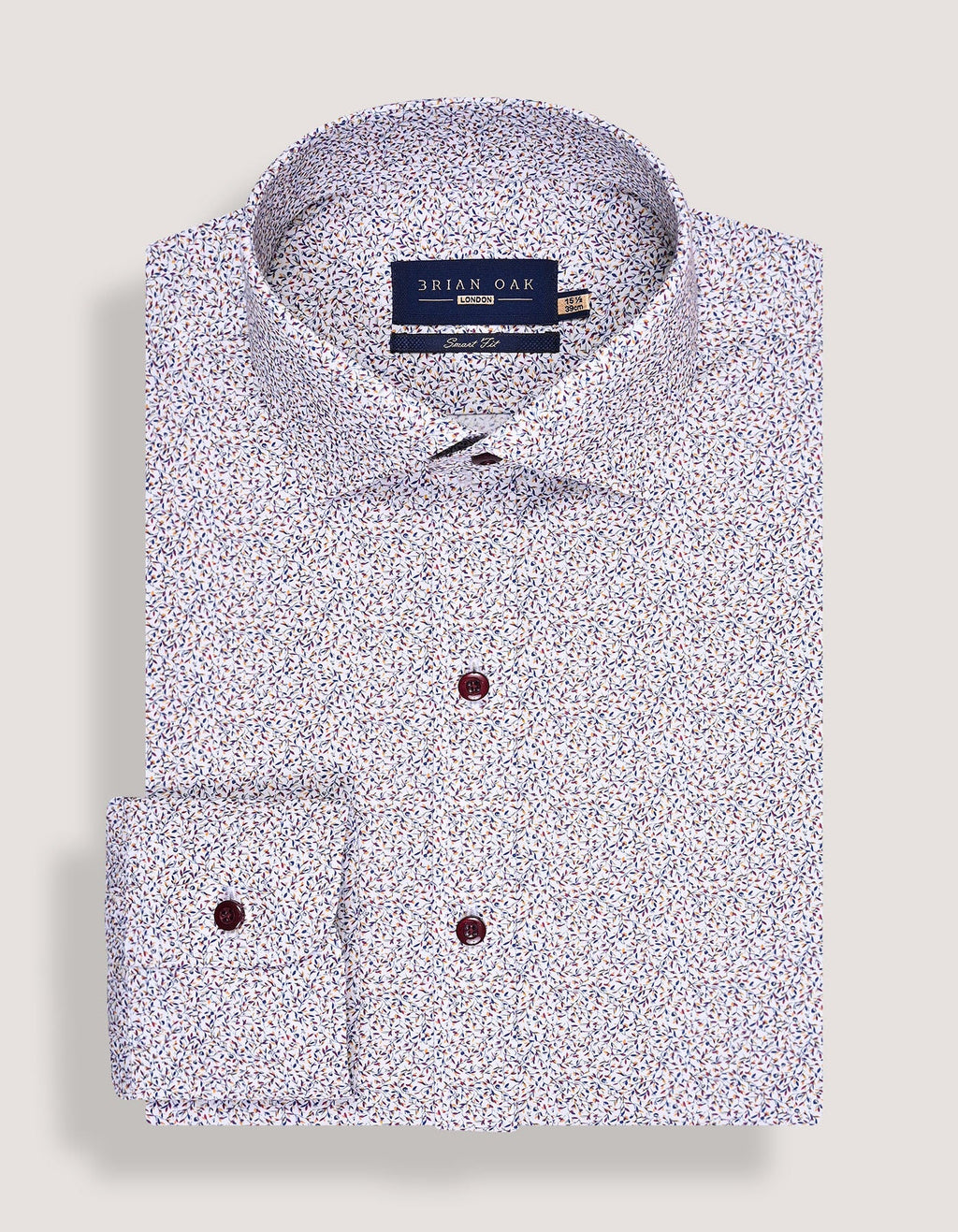 White and Royal Blue Leaf Print Formal Shirt