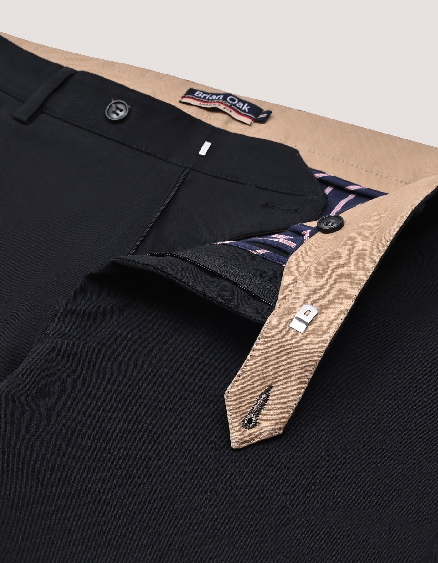 Black Flat Front Smart Fit Chinos