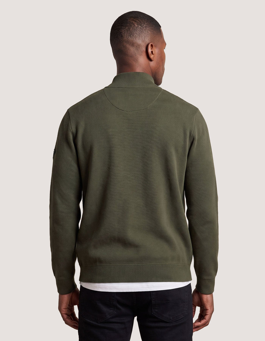 Olive Textured Mock Neck Zipper