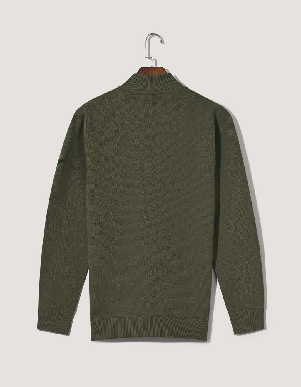 Olive Textured Mock Neck Zipper