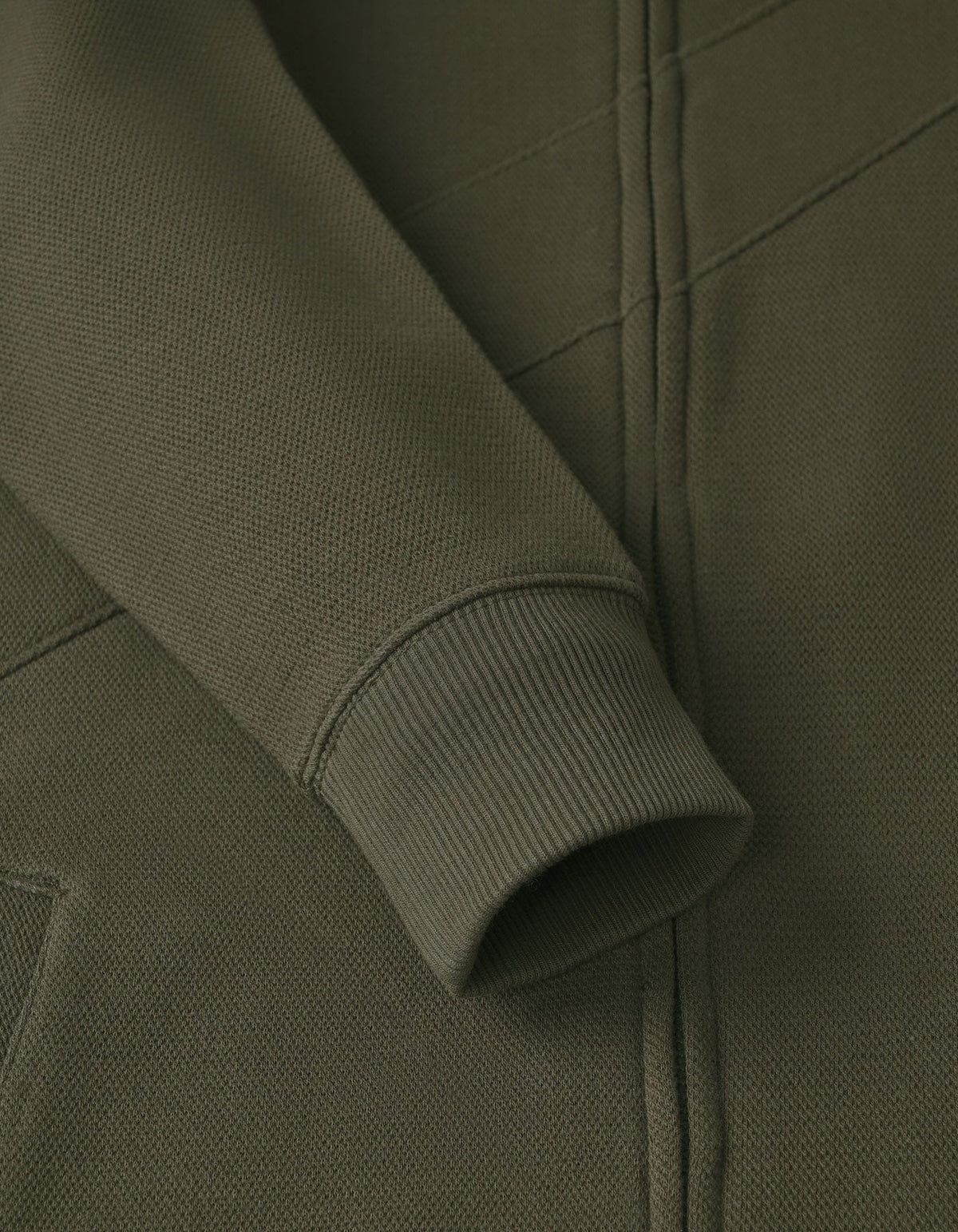 Olive Textured Mock Neck Zipper