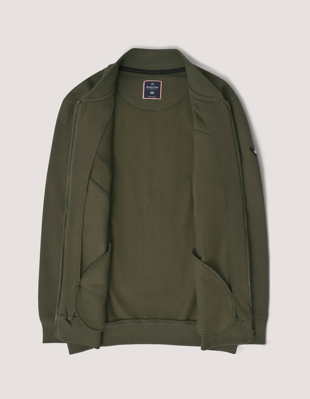 Olive Textured Mock Neck Zipper