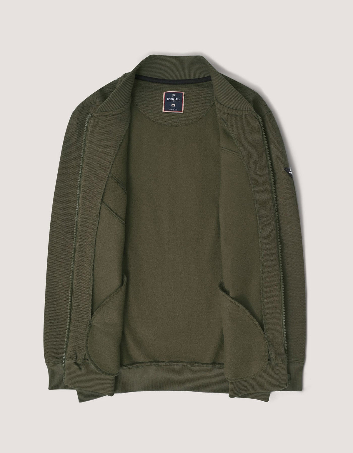 Olive Textured Mock Neck Zipper