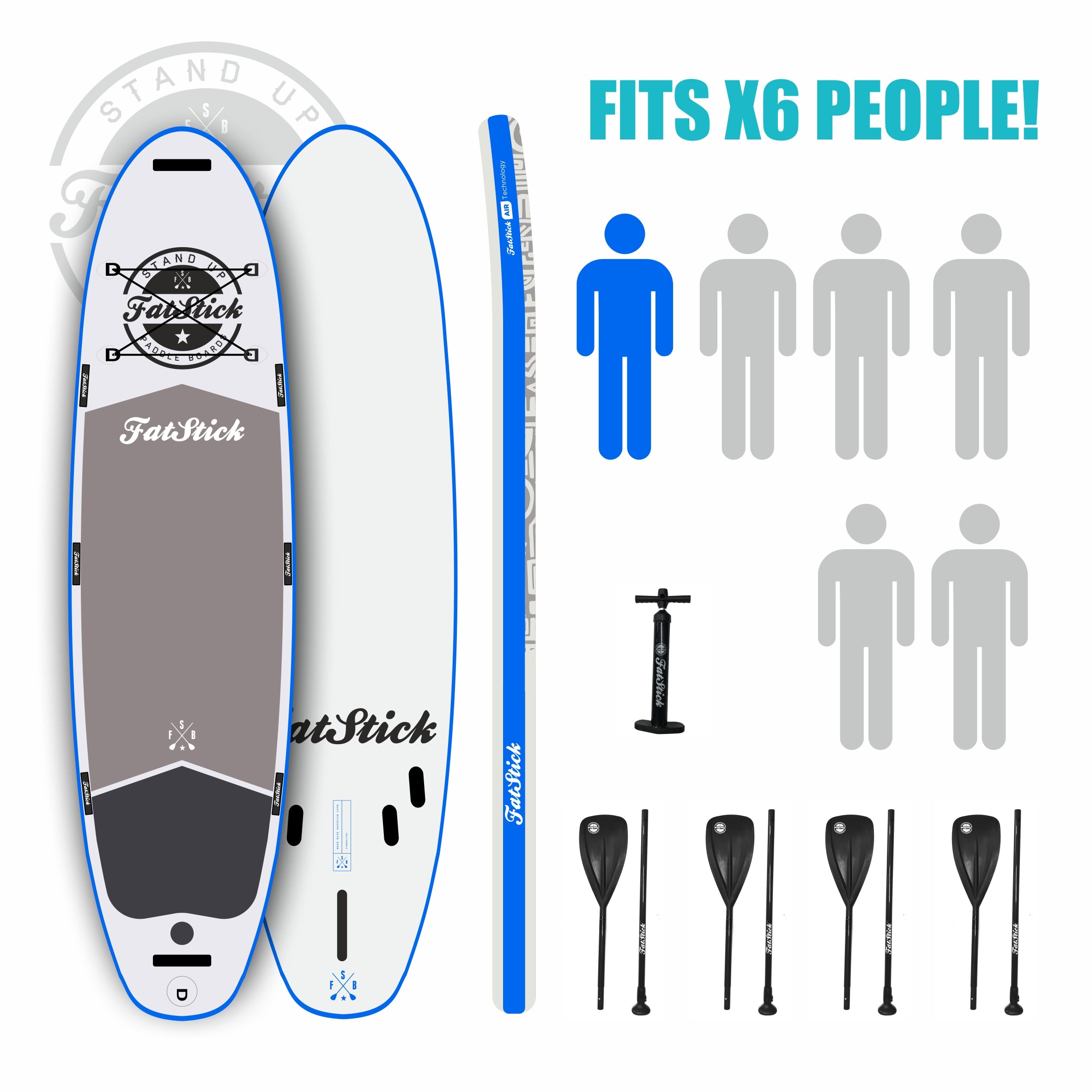 FatStick XL Giant 17ft Paddle Board - 6-8 Person Multi-Person Group SUP