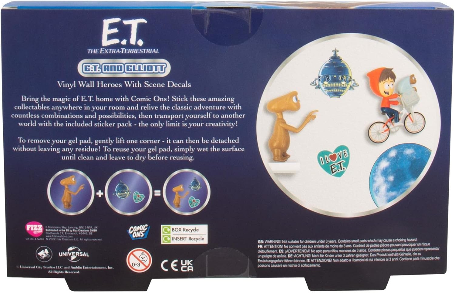E.T. The Extra Terrestrial Comic Ons Reusable 3D Wall Decals - 2 Pack
