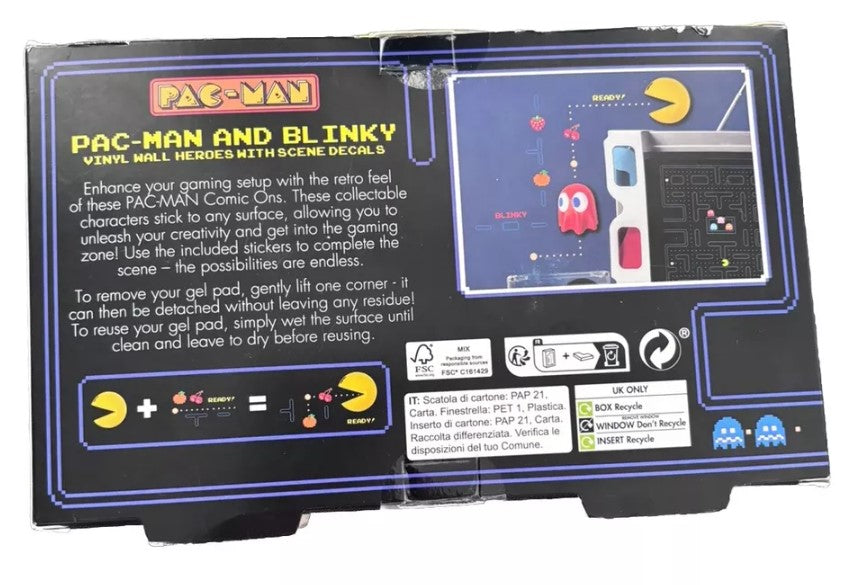 Pac-Man & Blinky Comic Ons 3D Wall Decals - 2 Pack Gaming Figures
