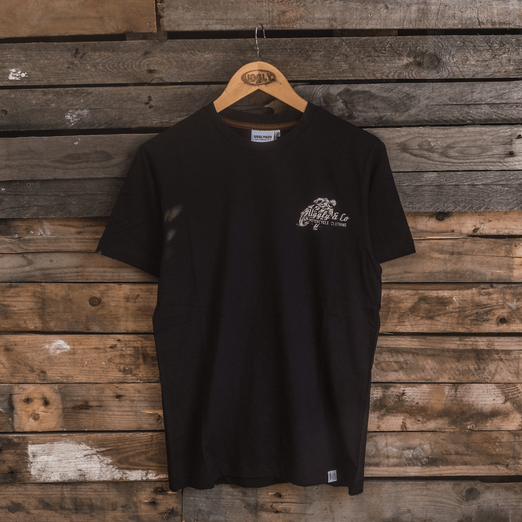 Uggly and Co Flattrack Graphic Tee – Black Heavyweight Cotton T-Shirt