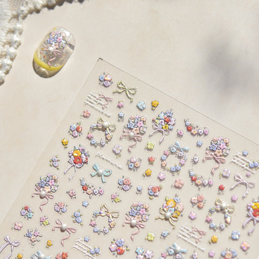 Hello Claws Blossom and Pearl Nail Deco Stickers - Ultra-Thin Nail Art