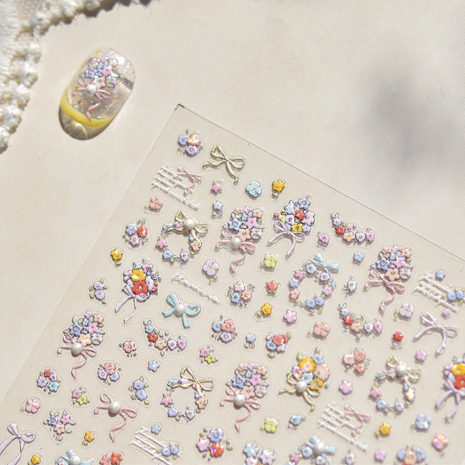 Hello Claws Blossom and Pearl Nail Deco Stickers - Ultra-Thin Nail Art