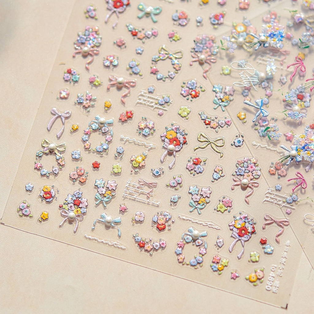 Hello Claws Blossom and Pearl Nail Deco Stickers - Ultra-Thin Nail Art