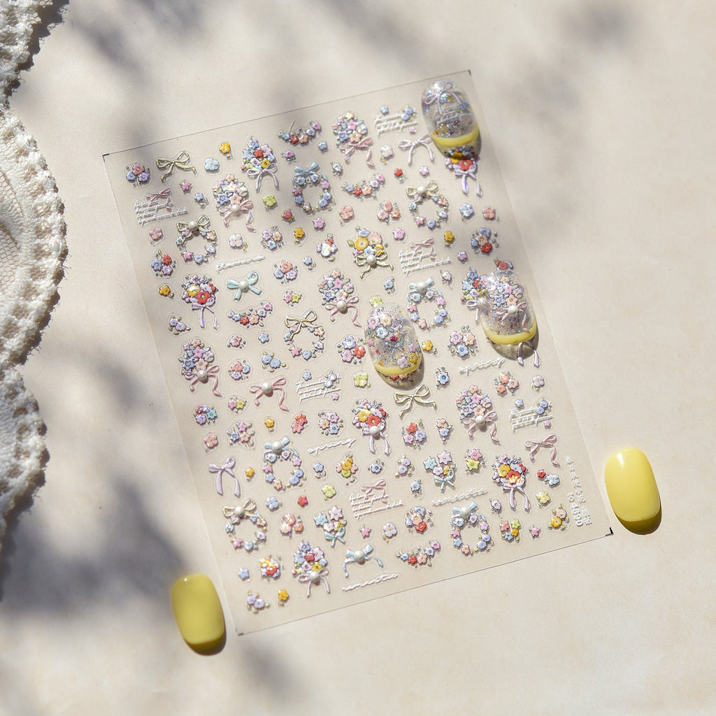 Hello Claws Blossom and Pearl Nail Deco Stickers - Ultra-Thin Nail Art