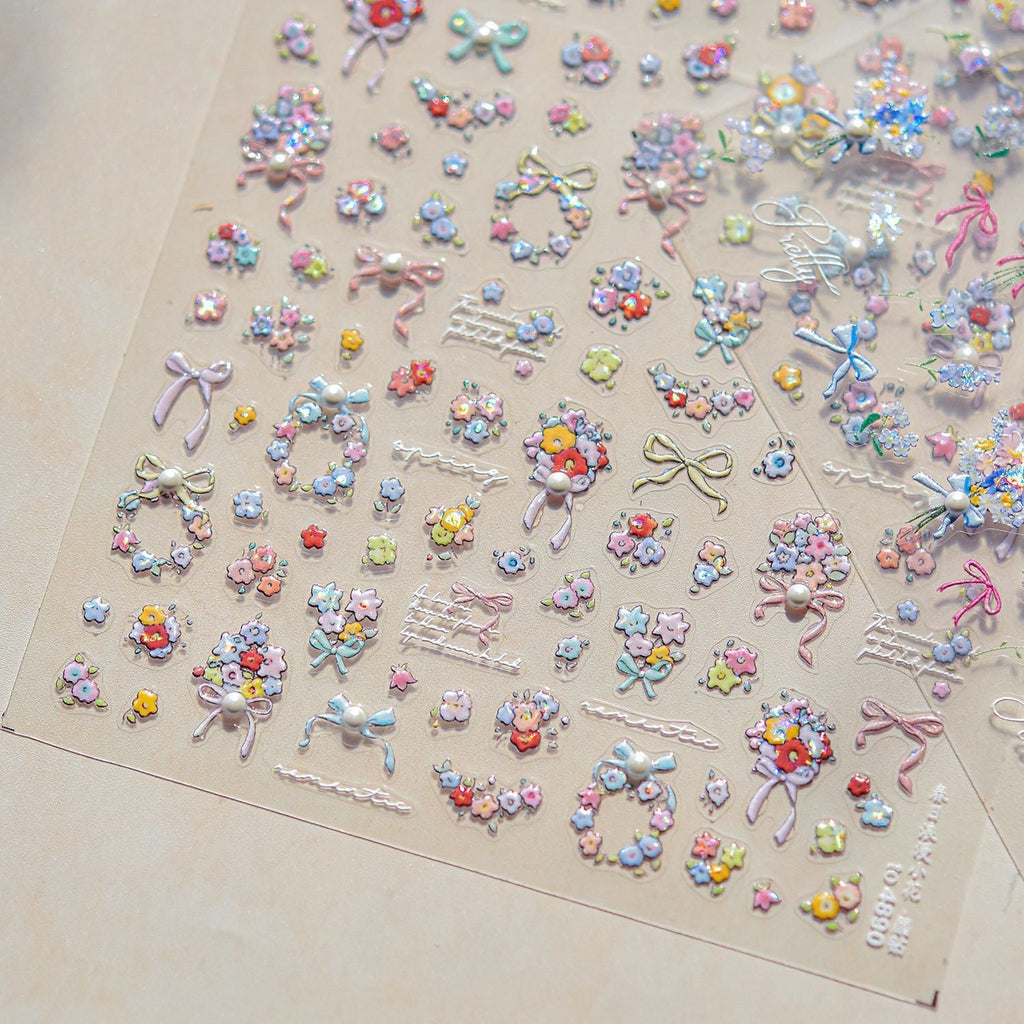 Hello Claws Blossom and Pearl Nail Deco Stickers - Ultra-Thin Nail Art