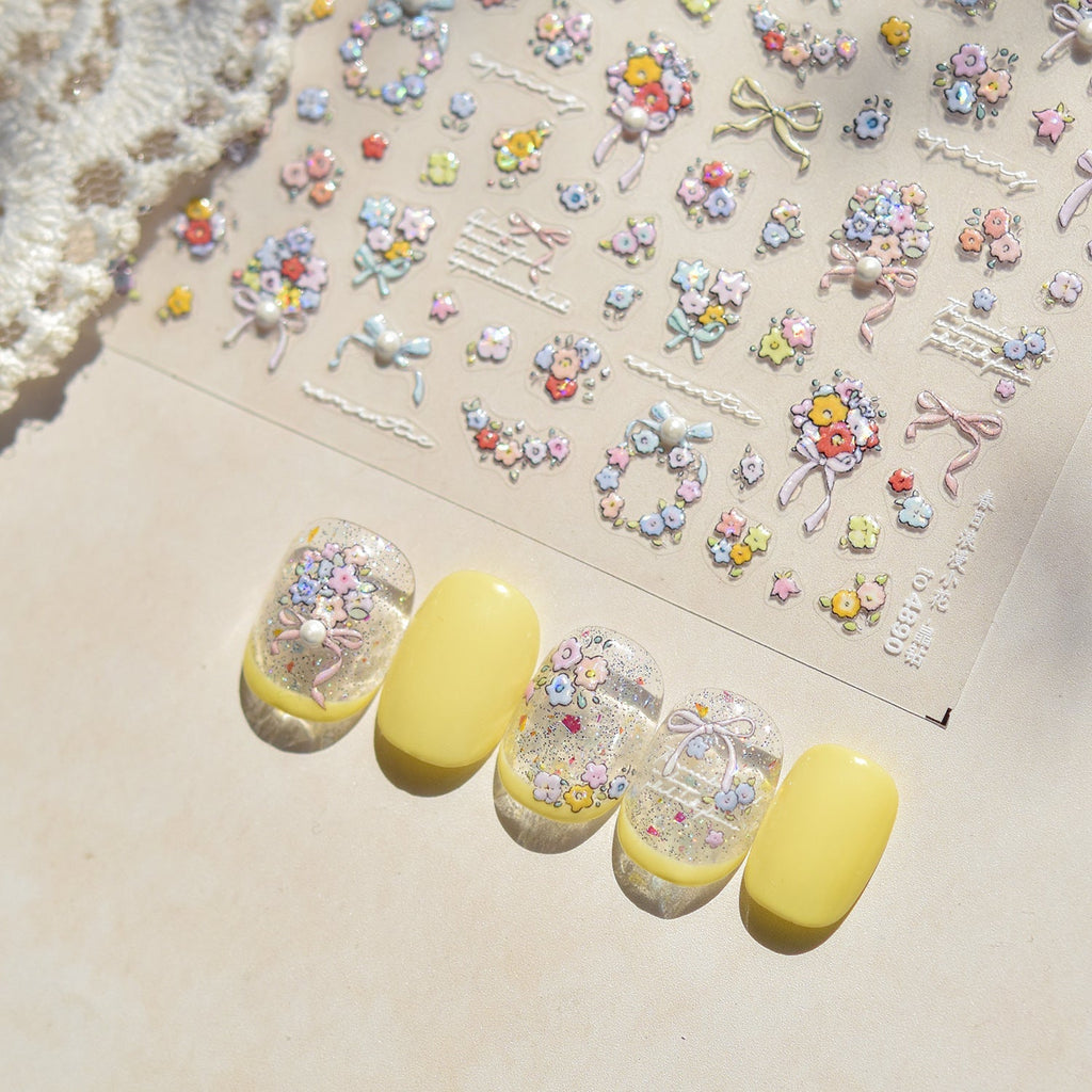Hello Claws Blossom and Pearl Nail Deco Stickers - Ultra-Thin Nail Art