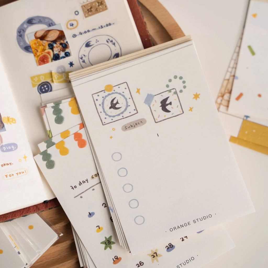 LuLuFun Studio Grid Memo Note Pad – 24 Sheet Season Stationery Set