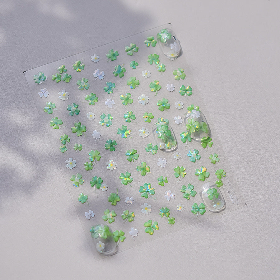 LuLuFun Studio Four-leaf Clover Jelly Nail Deco Sticker - 1 Sheet