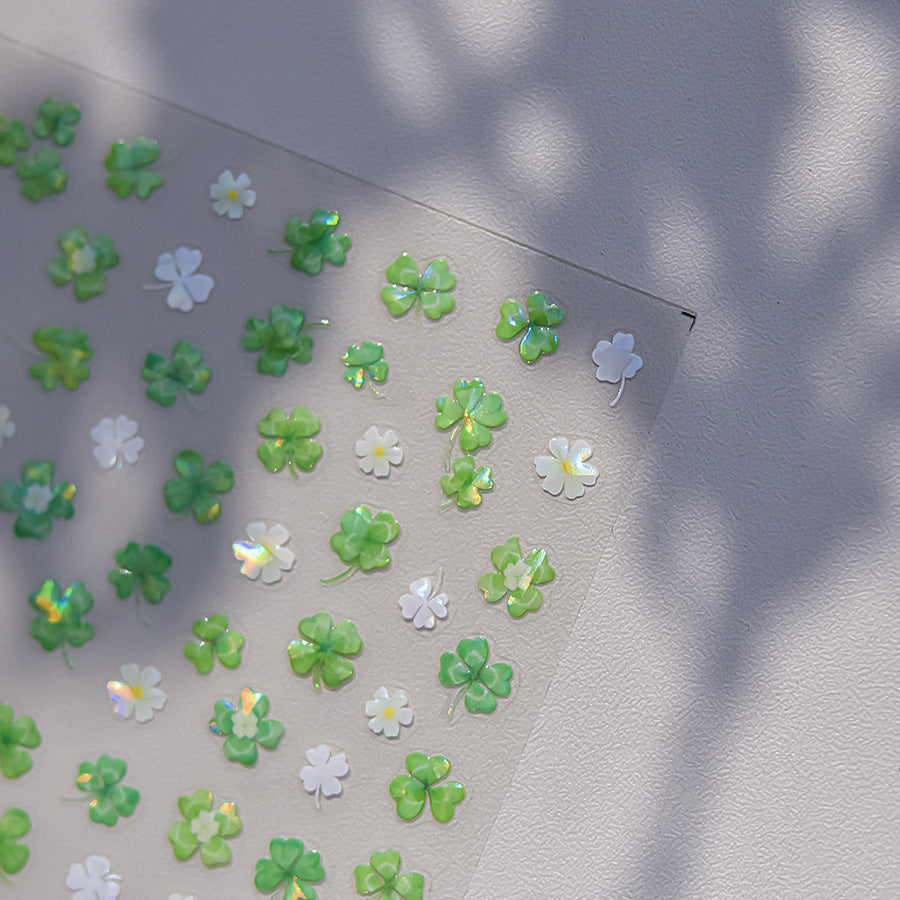 LuLuFun Studio Four-leaf Clover Jelly Nail Deco Sticker - 1 Sheet