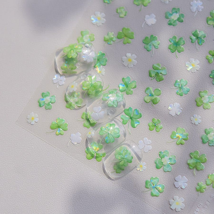 LuLuFun Studio Four-leaf Clover Jelly Nail Deco Sticker - 1 Sheet