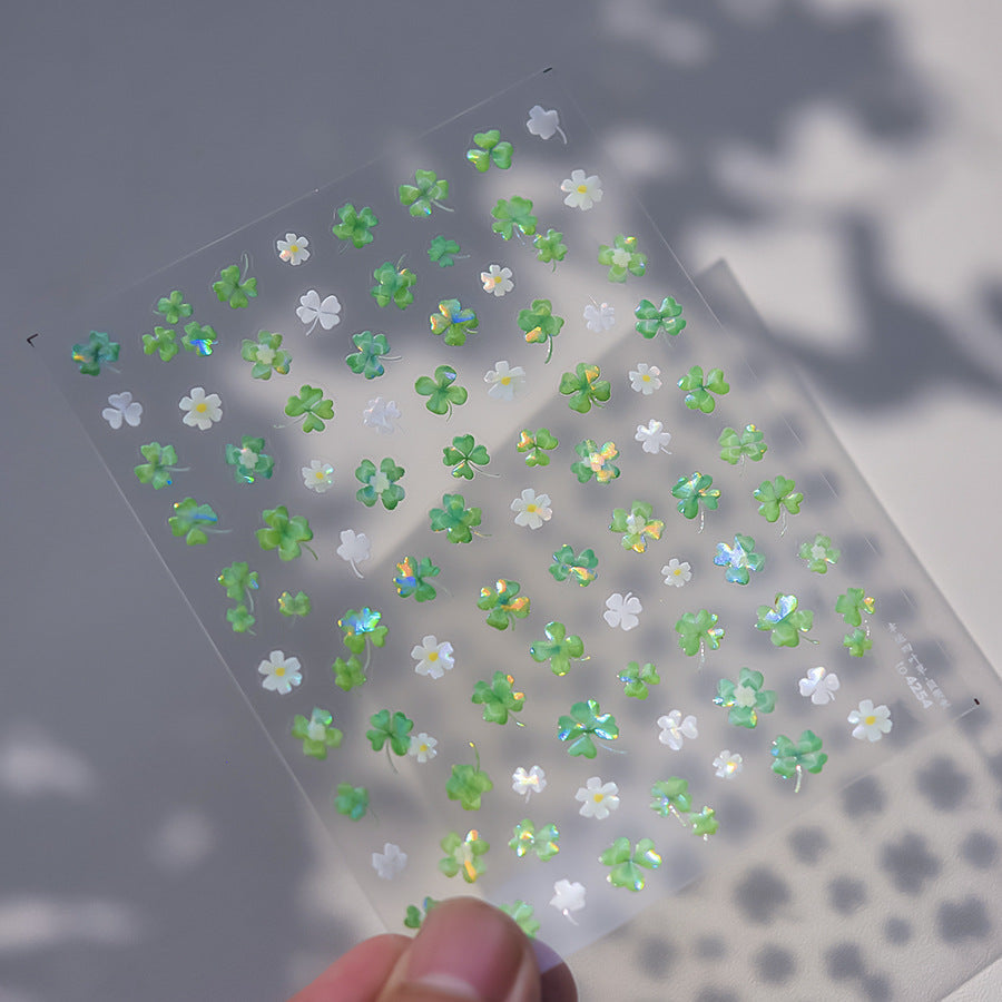 LuLuFun Studio Four-leaf Clover Jelly Nail Deco Sticker - 1 Sheet