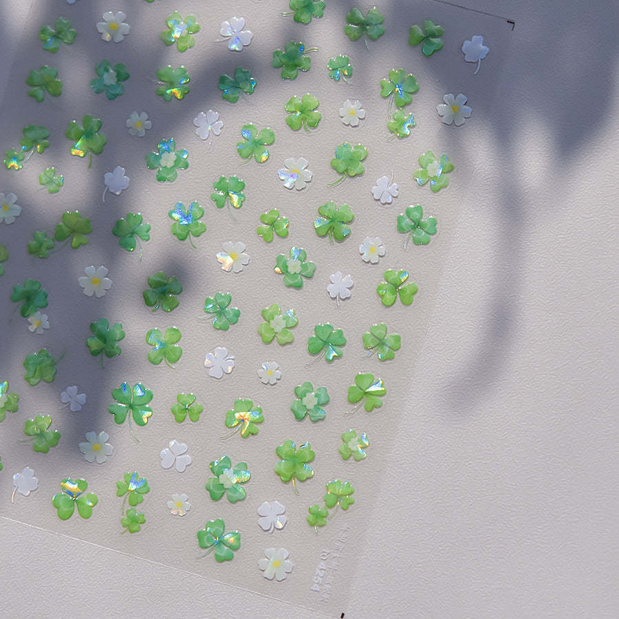 LuLuFun Studio Four-leaf Clover Jelly Nail Deco Sticker - 1 Sheet