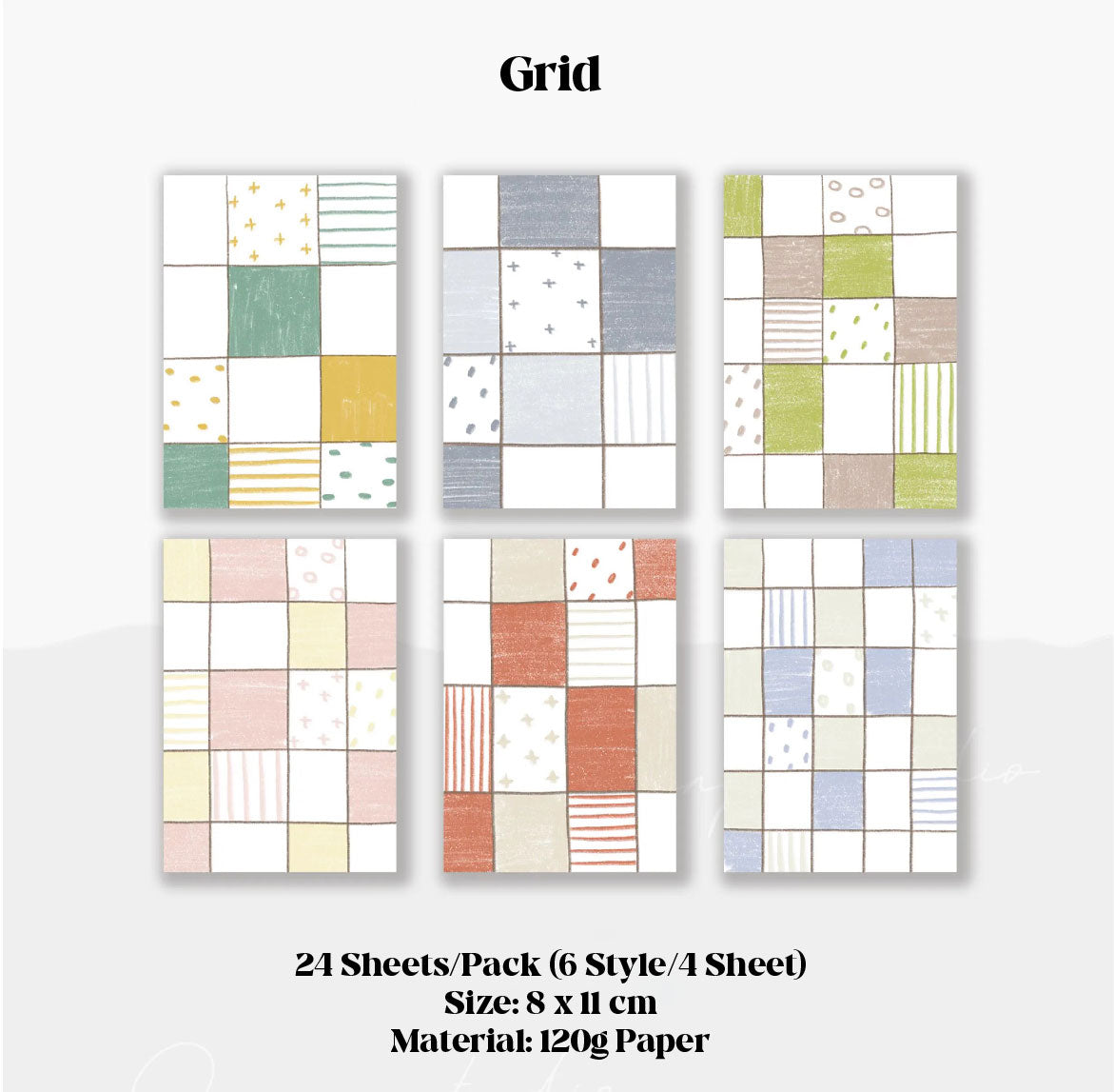LuLuFun Studio Grid Memo Note Pad – 24 Sheet Season Stationery Set