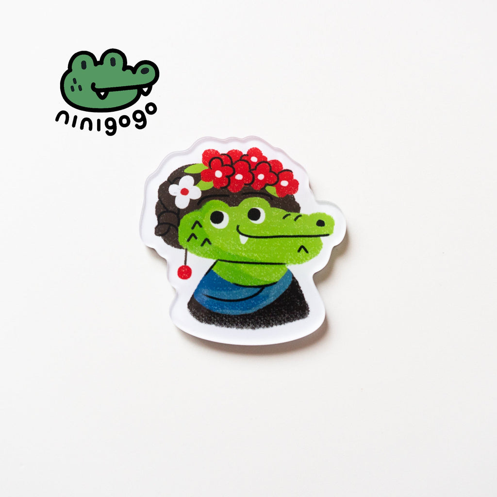 Frida Kahlo Cat Fridge Magnet | LuLuFun Studio Artistic Feline Decor