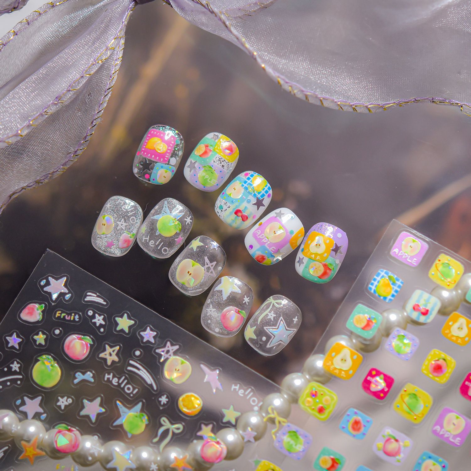 LuLuFun Studio Summer Fruit Nail Deco Stickers – Ultra-Thin Nail Decals