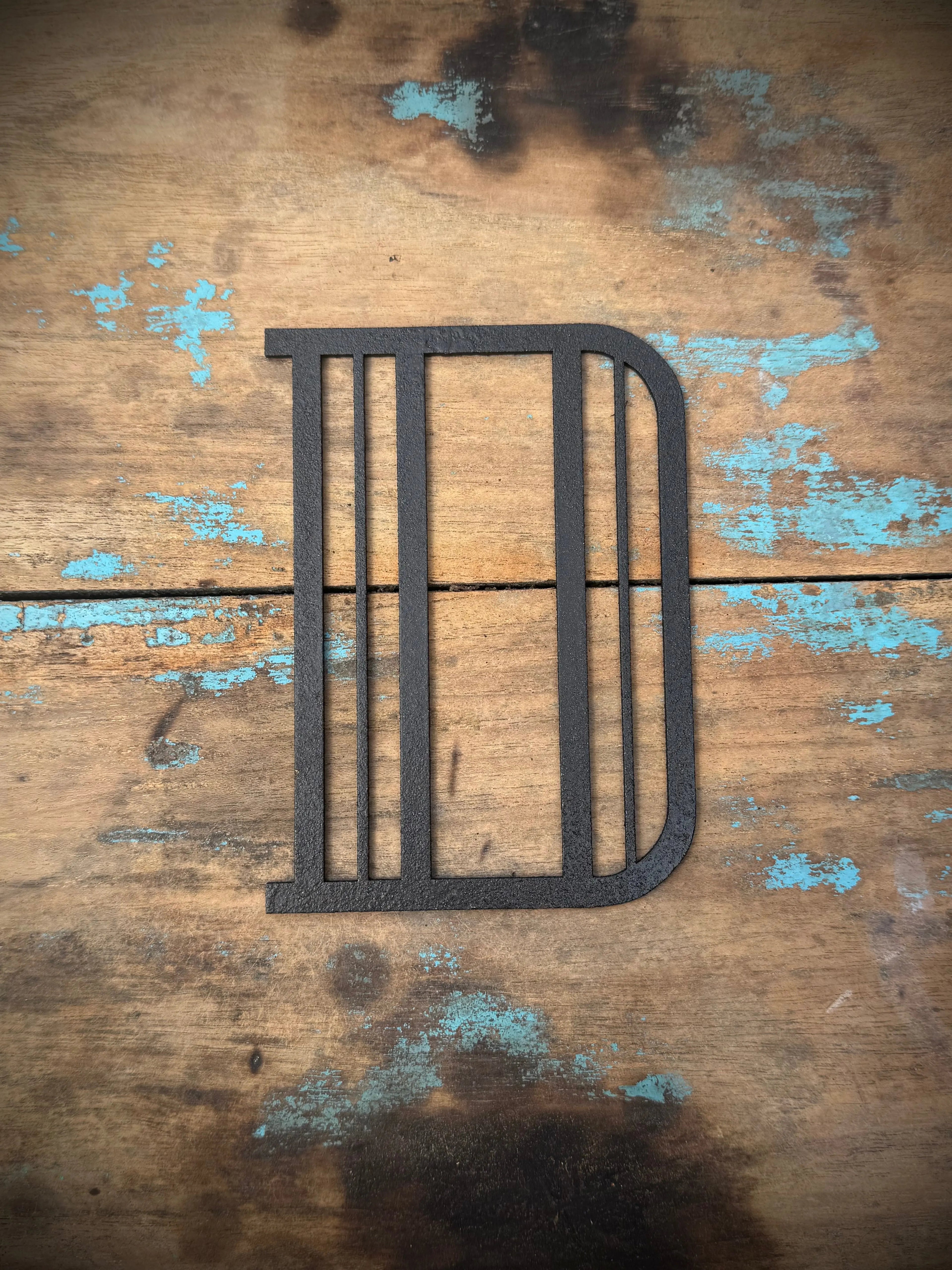 Art Deco Metal Letters & Numbers | Distressed Black Steel Wall Decor