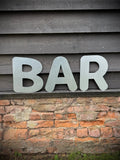 BAR Metal Wall Art – 12 Inch Steel Bubble Style Letters by Rustic Warehouse