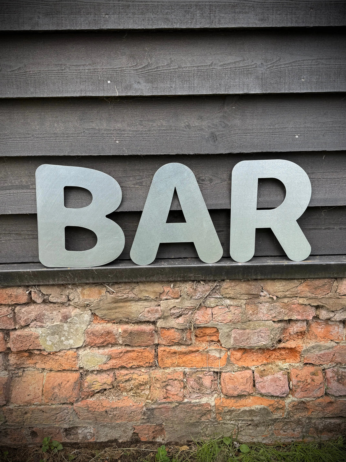 BAR Metal Wall Art – 12 Inch Steel Bubble Style Letters by Rustic Warehouse