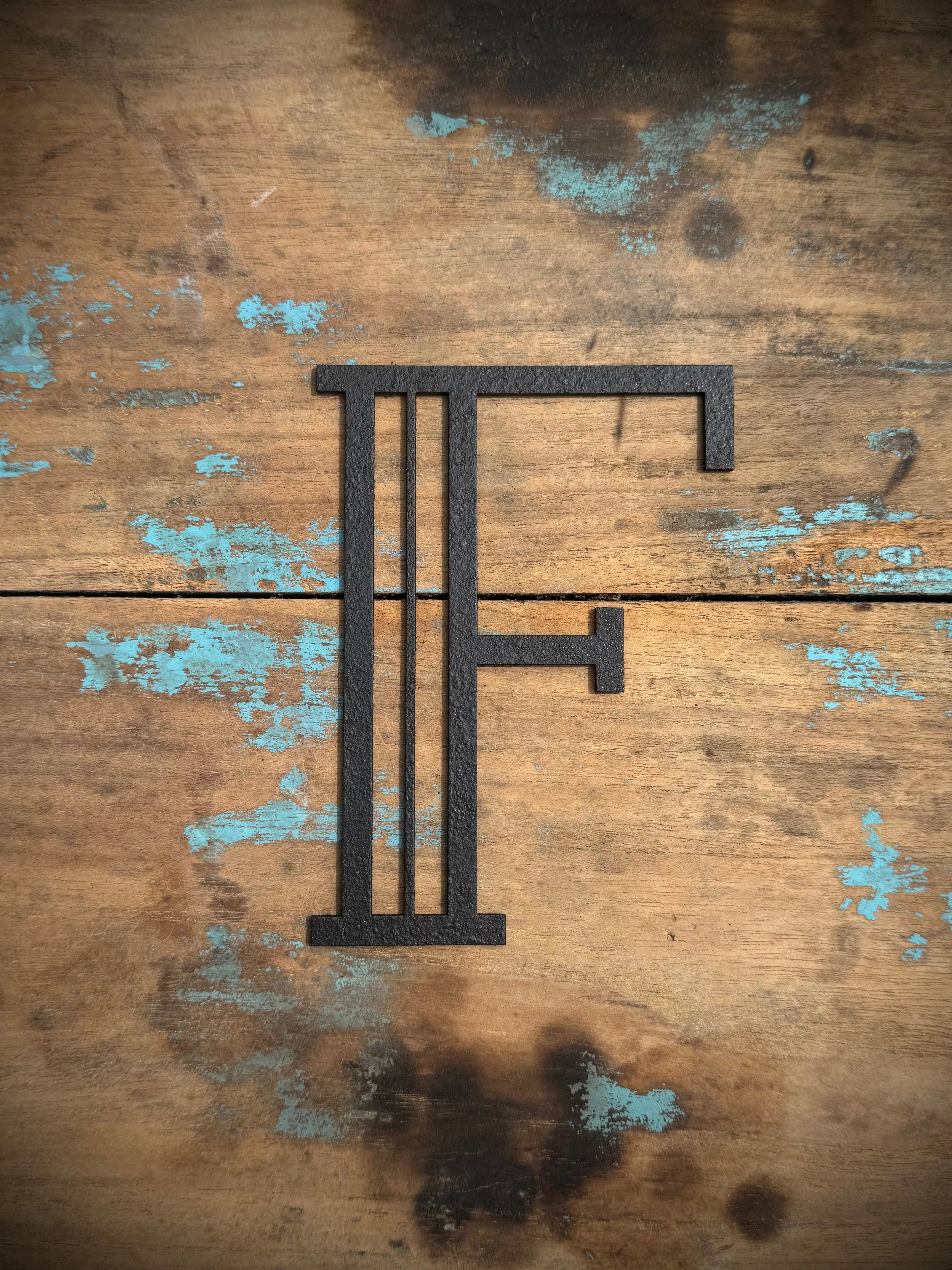 Art Deco Metal Letters & Numbers | Distressed Black Steel Wall Decor