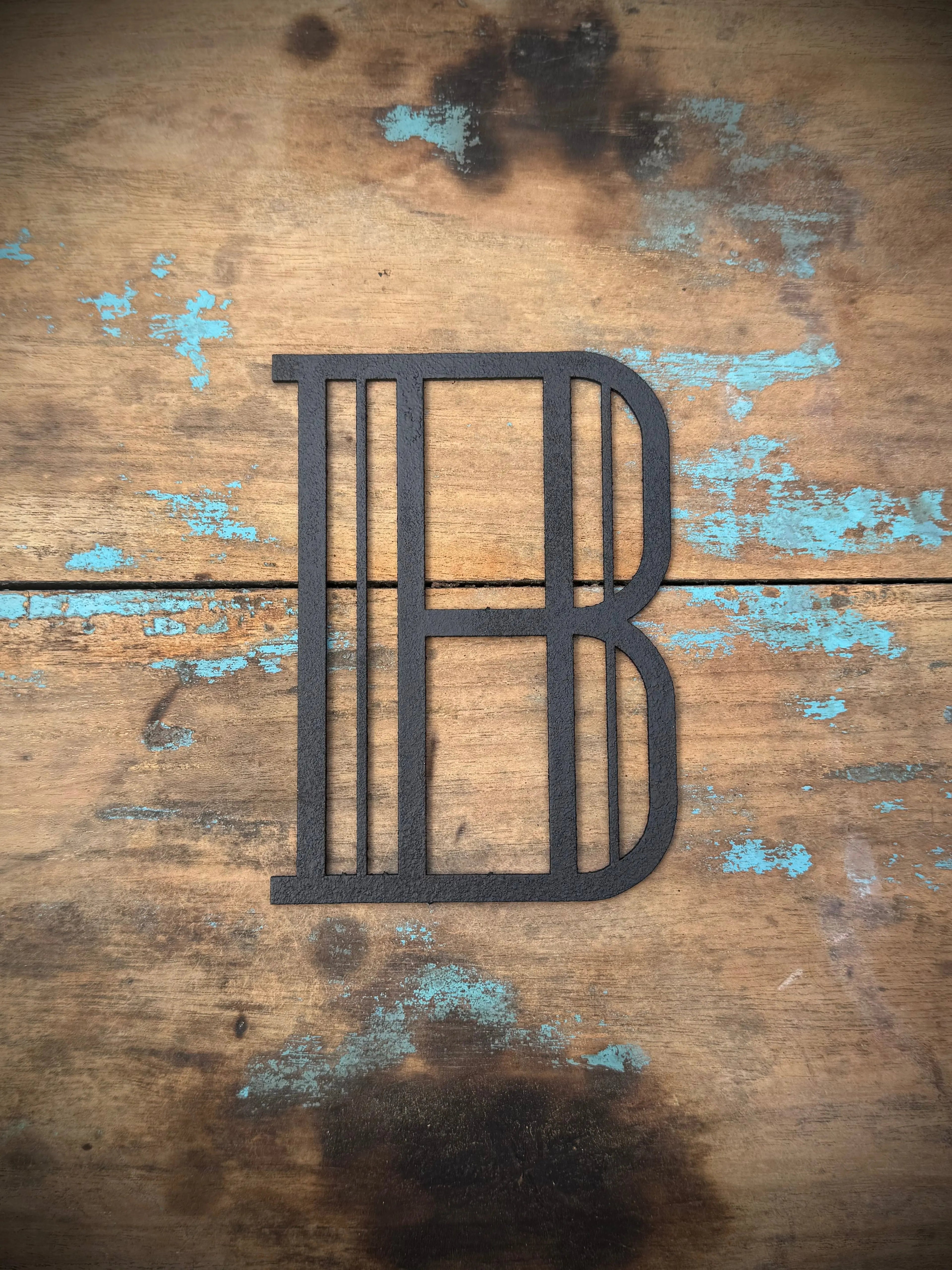 Art Deco Metal Letters & Numbers | Distressed Black Steel Wall Decor
