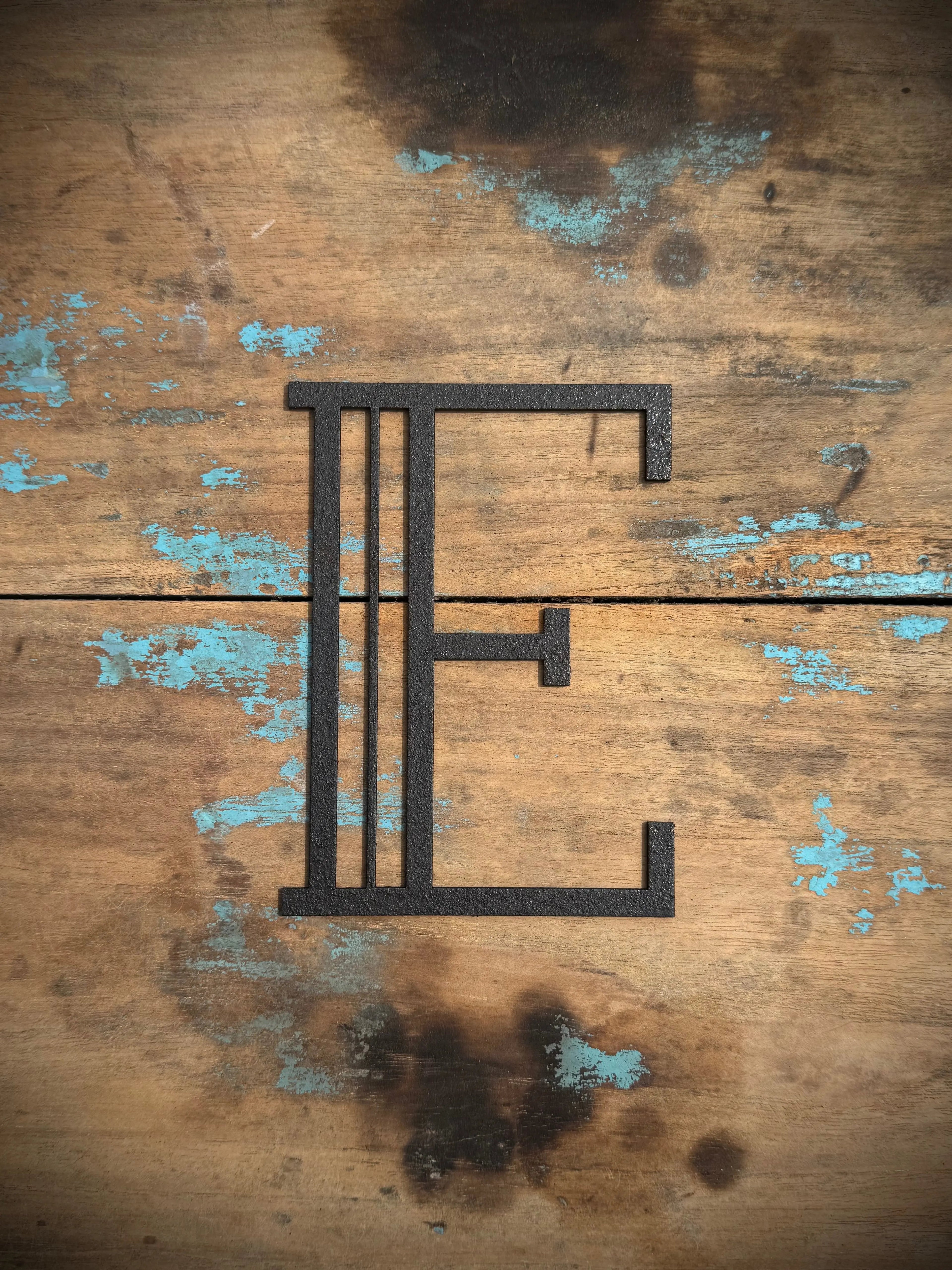 Art Deco Metal Letters & Numbers | Distressed Black Steel Wall Decor