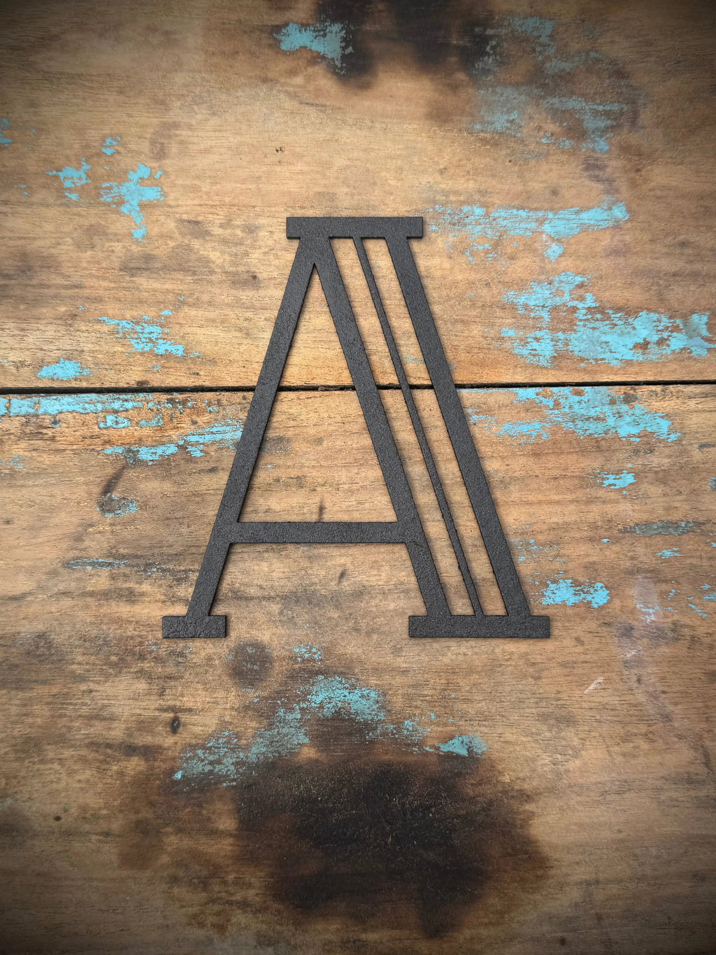Art Deco Metal Letters & Numbers | Distressed Black Steel Wall Decor