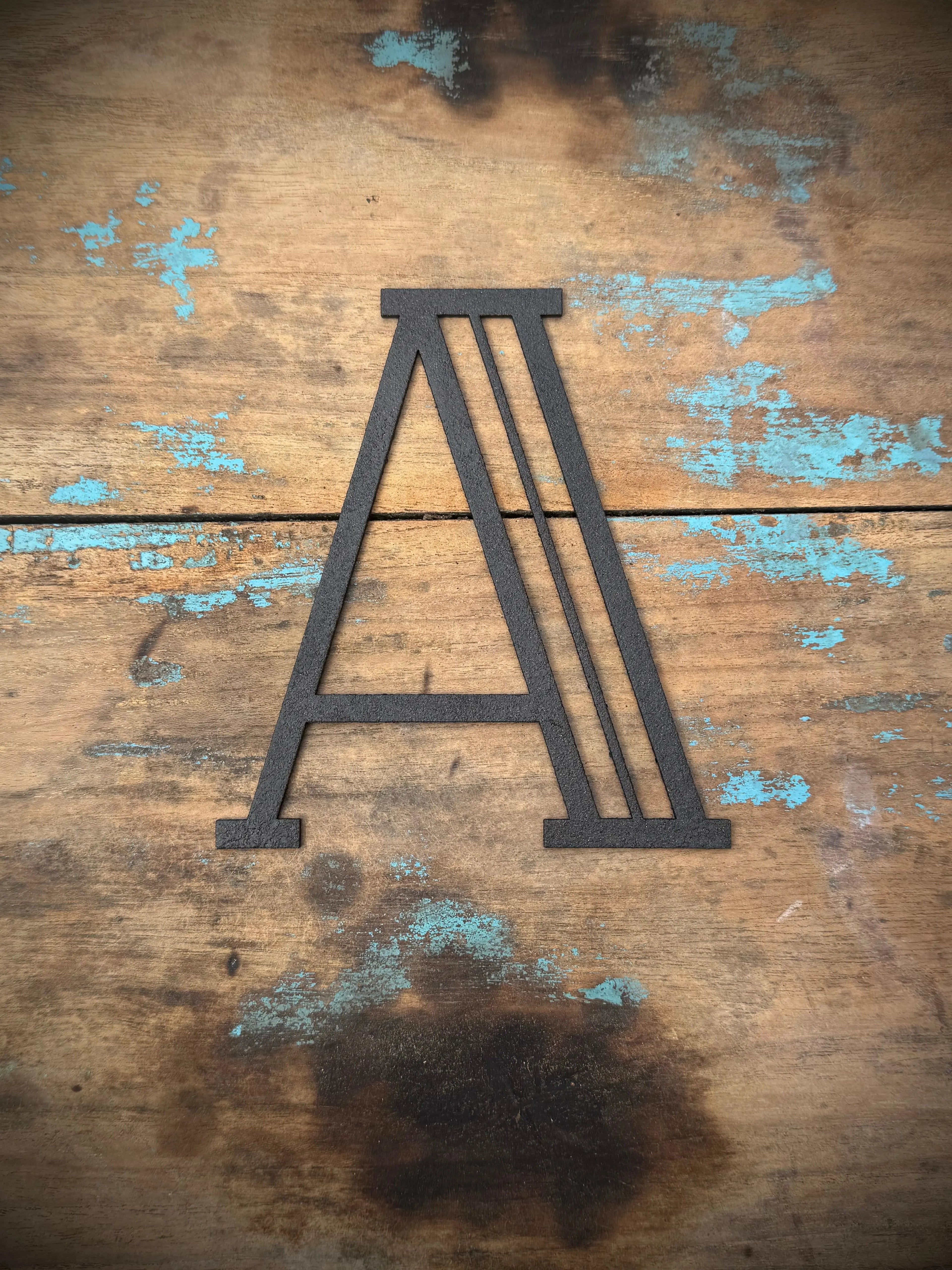 Art Deco Metal Letters & Numbers | Distressed Black Steel Wall Decor