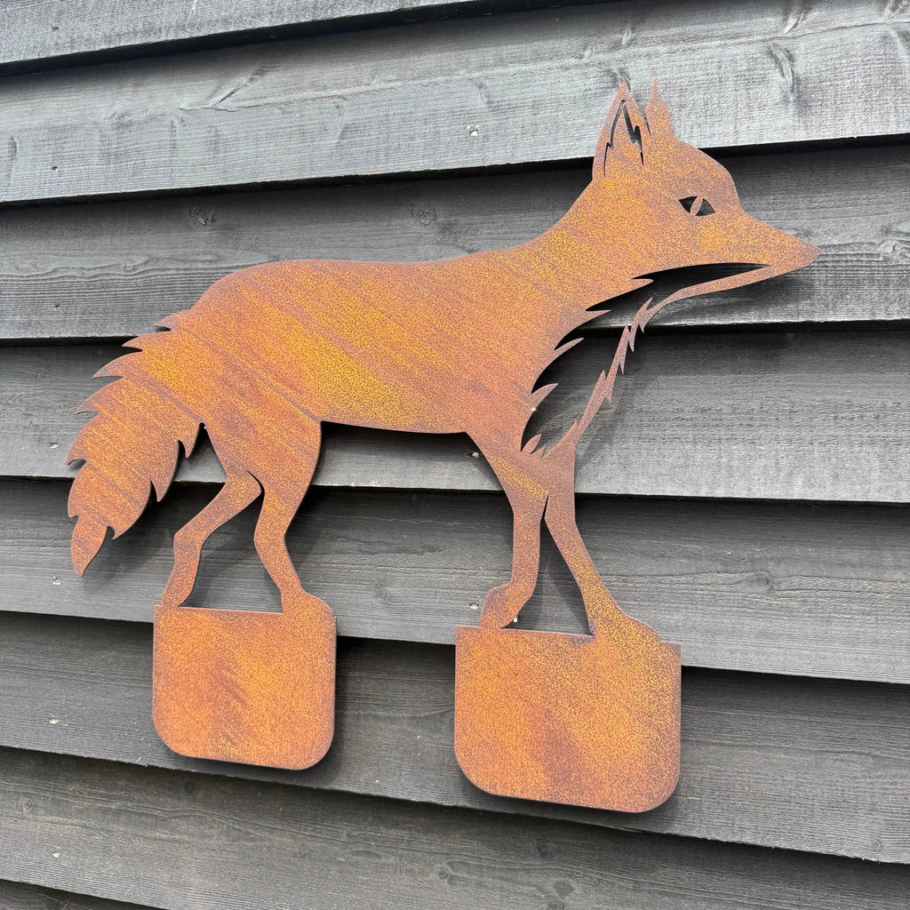 Rustic Warehouse Norfolk | Rusty Metal Walking Fox Garden Statue - 75cm