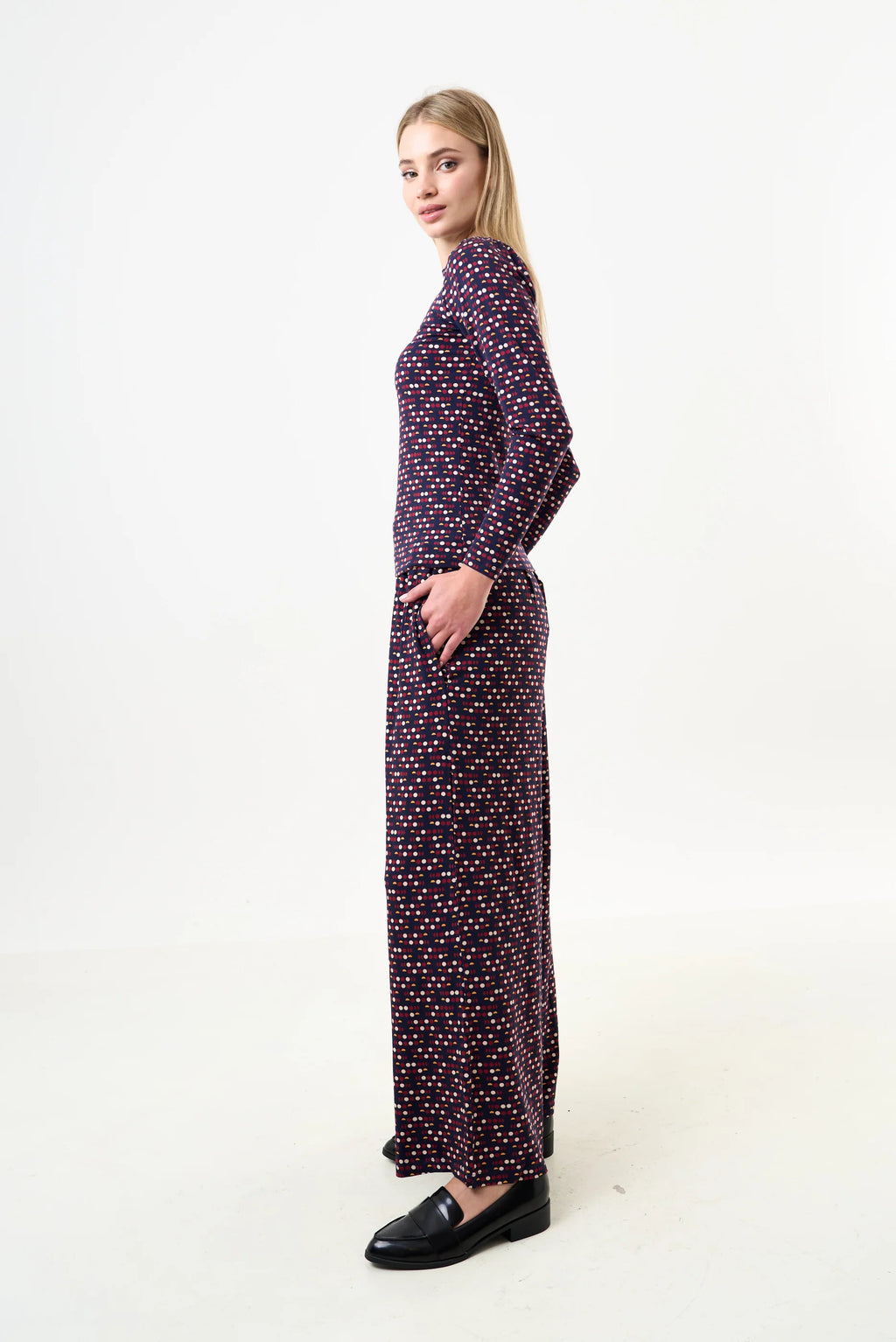 Foster Retro Dots Print Jersey Trouser
