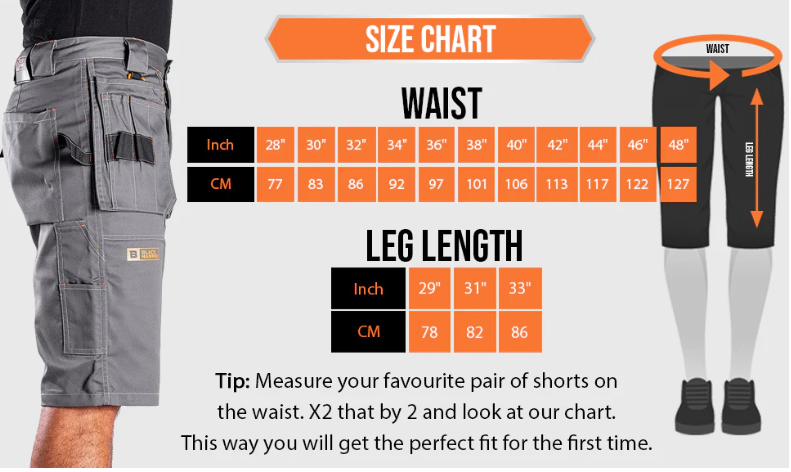 Black Hammer Mens Cargo Work Shorts | Heavy Duty Multi-Pocket Workwear
